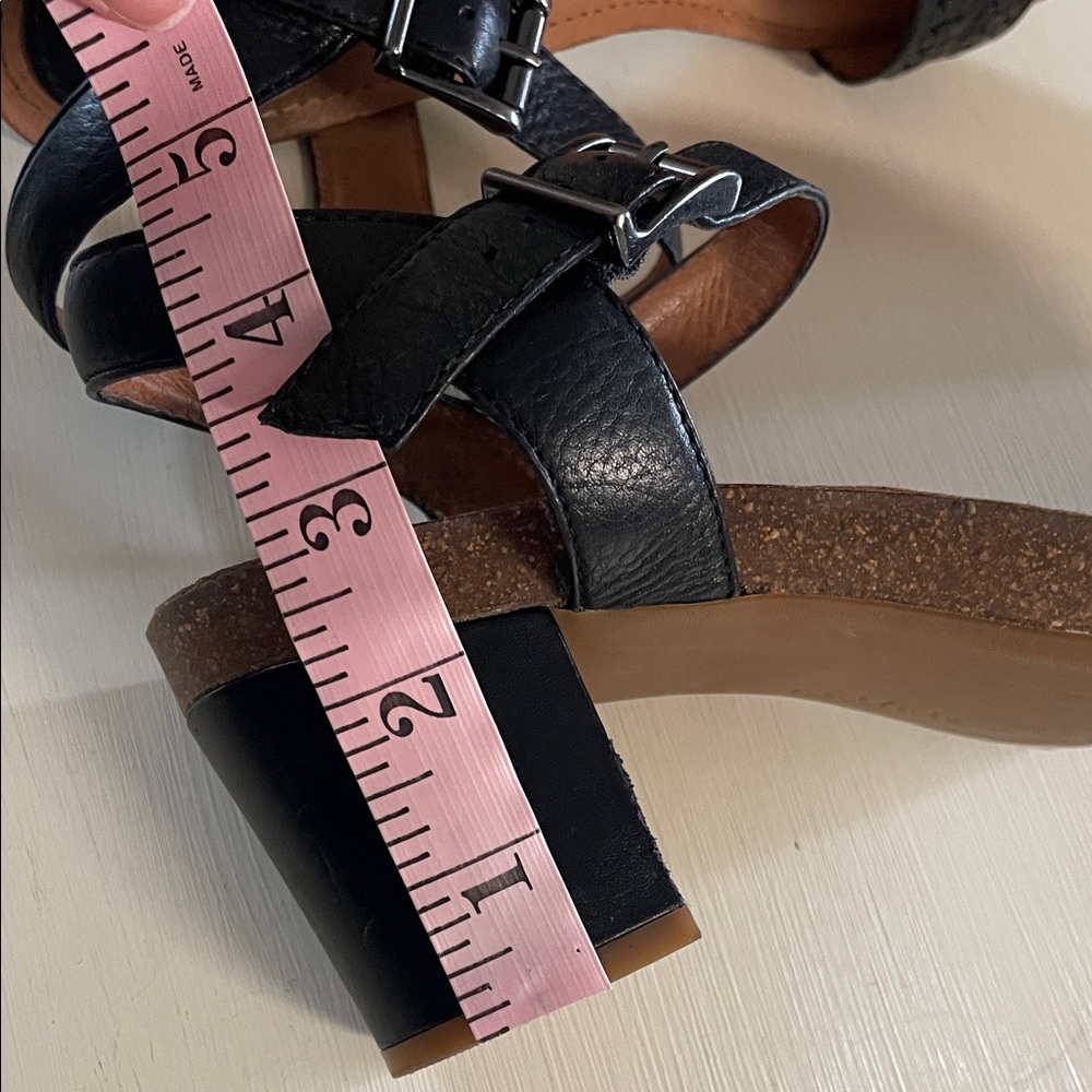 Nurture Daviee Black Leather Woven‎ Block Heel Sandals Womens 8 M Ankle Strap - Picture 8 of 10